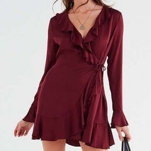 Urban Outfitters Long Sleeve Ruffle Wrap Dress, worn once.
